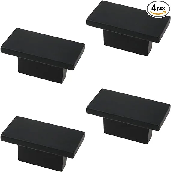 Mcredy Rectangle Cabinet Knobs Cabinet Knobs 16mm/0.63" Mounting Hole Distance with Mounting Screws Black Zinc Alloy Knobs for Dresser Drawers Pack of 4