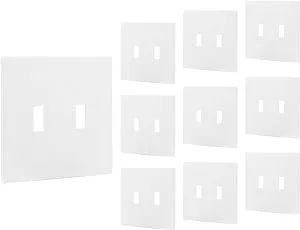 Power Gear Double Toggle Screwless Wall Plate Cover, 4.75” H x 4.75” L, Outlet Covers Wall Plate, Light Switch Cover Plate, Switch Plates and Outlet Covers, Outlet Cover Plate, UL Listed, 10 PK, 70654