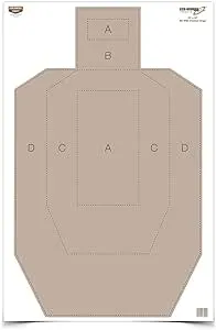 Birchwood Casey 23" x 35" Eze-Scorer IPSC Practice Shoot-Up Brilliant White Paper Targets for Indoor and Outdoor Use