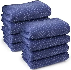 Sure-Max 8 Moving & Packing Blankets - Deluxe Pro - 80" x 72" (40 lb/dz Weight) - Professional Quilted Shipping Furniture Pads Royal Blue