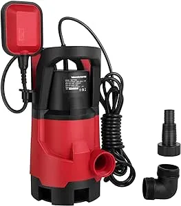 Sump Pump,1HP Submersible Electric Water Pump with 3700GPH Automatic Float Switch for Pool Draining Hot Tub Flood Drain and Irrigation Red