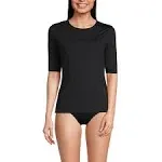 Lands' End Women's Crew Neck Rash Guard UPF 50 Sun Protection Swim Tee - Large - Black