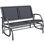 Outsunny 2-Person Outdoor Glider Bench Patio Double Swing Rocking Chair Loveseat w/Powder Coated Steel Frame for Backyard Garden