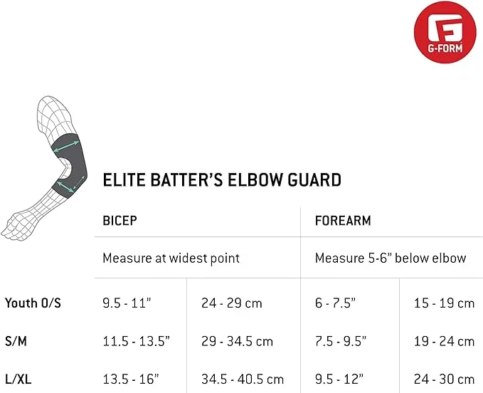 G-Form Elite 2 Batter's Baseball Elbow Guard - Elbow Pads - Forearm Guards