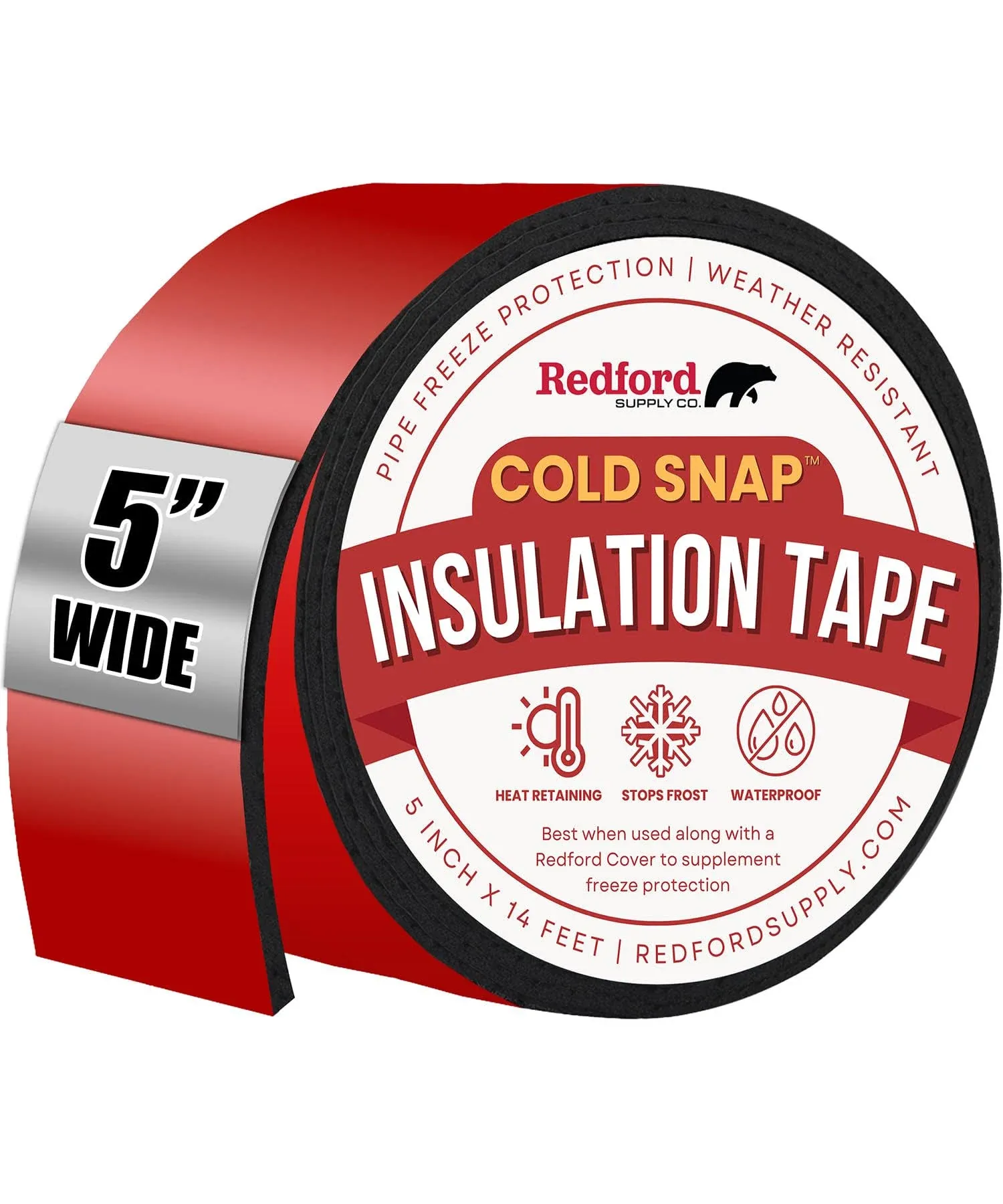 5 Inch Pipe Insulation Tape - Weather Resistant Water Pipe Wrap Tape - Outdoor Water Pipe Insulation Wrap, Insulation Tape for Water Pipes, Pipe Wrap Insulation, Foam Pipe Insulation (5 in x 14 ft)