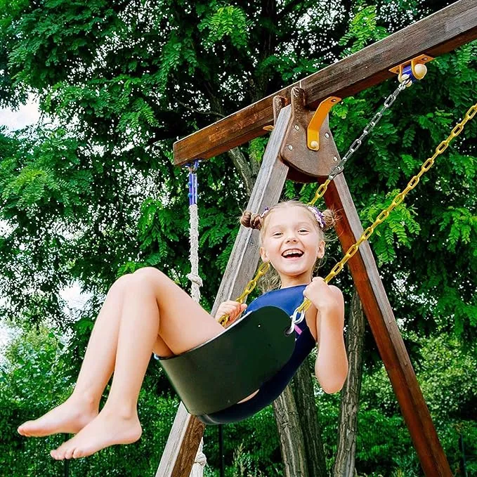 Sunnyglade 2PCS Swings Seats Heavy Duty with 66" Chain, Playground Swing Set Accessories Replacement with Snap Hooks, Support 250lb (Green)