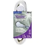 Slimline 2232 White Angled Flat Plug Extension Cord, Space Saving Flat Design, 3 Grounded Outlets, UL Listed