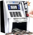 Fishboy Upgraded ATM Piggy Bank for Real Money for Kids with Debit Card, Bill Feeder, Coin Recognition, Balance Calculator, Digital Electronic