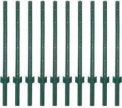 3-4-5-6-7 Feet Sturdy Duty Metal Fence Post – Garden U Post for Fencing - 10 Pac