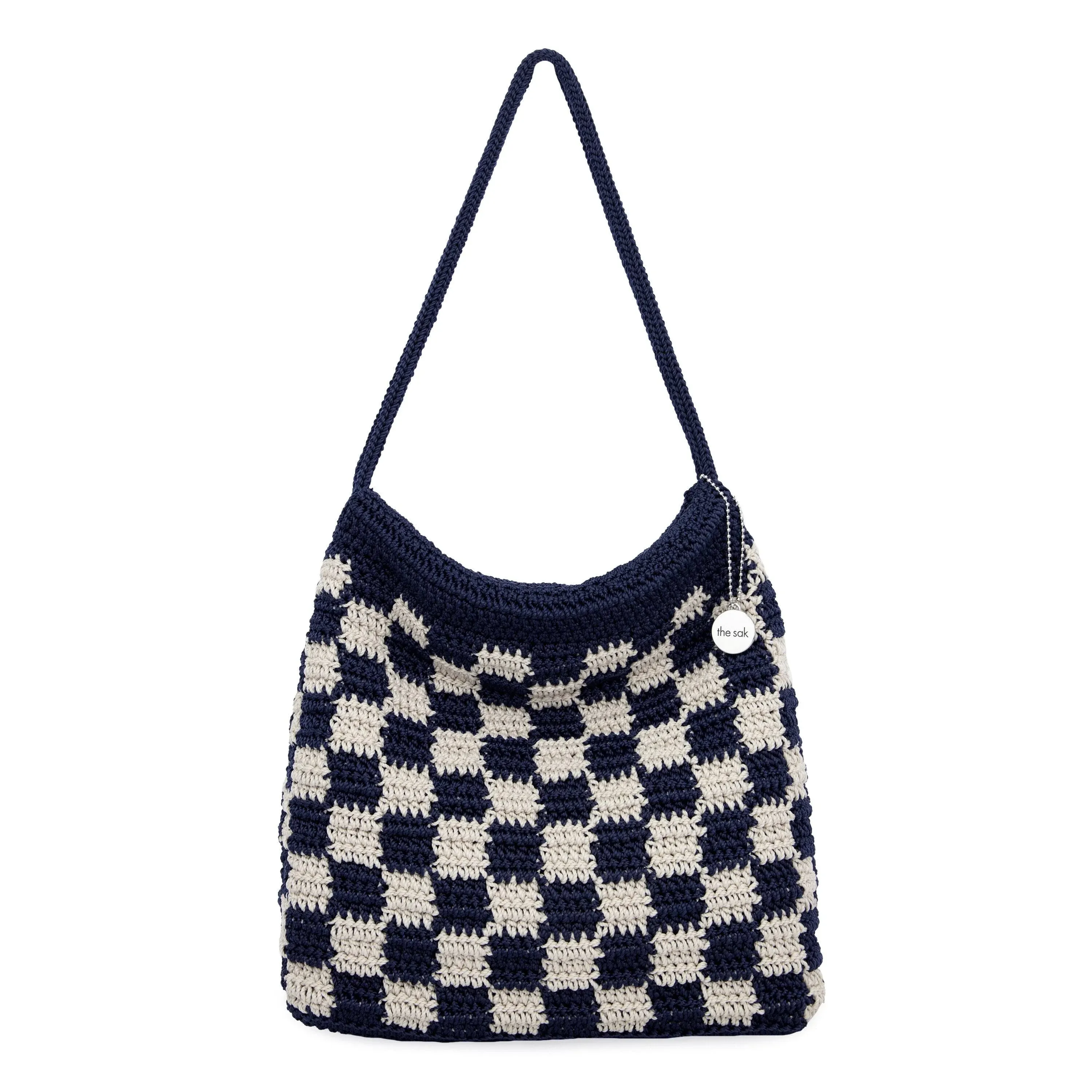 The Sak Ava Hobo Bag | Hand Crochet - Denim Check