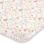 NoJo Spring Garden Pink, Green, Orange & Ivory Super Soft Mini Crib Sheet, Pink, Green, Orange, Ivory