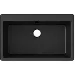 Elkay Quartz Classic Black Quartz 33 in. Single Bowl Drop-In Kitchen Sink