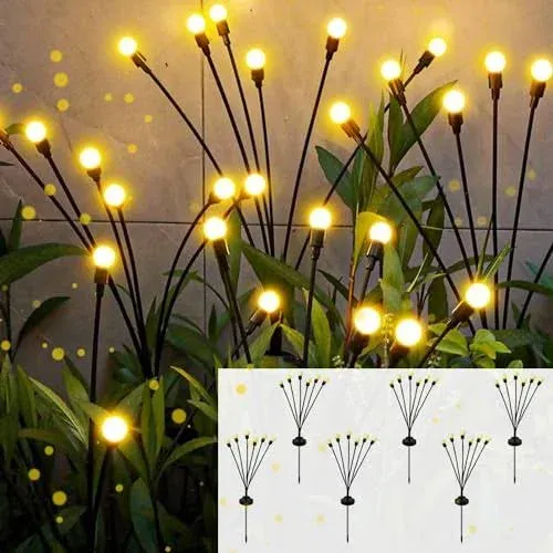 Solar Outdoor Lights, 6 Pack Solar Garden Lights, Firefly Lights Solar Outdoor, Solar Swaying Lights, Firefly Solar Lights for Outside, Garden Decorations for Outdoor Yard Patio Pathway