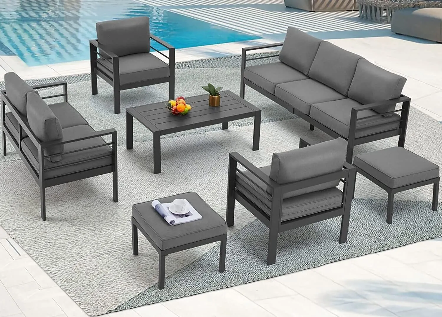 Aecojoy 7 Pieces Aluminum Patio Furniture Set