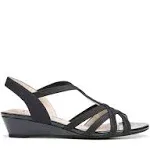 LIFE STRIDE Womens Black Yaya Round Toe Wedge Slip On Slingback Sandal 6.5 W