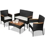 Shintenchi 4-Piece Patio Furniture Set, Outdoor Wicker Patio Conversation Furniture Set