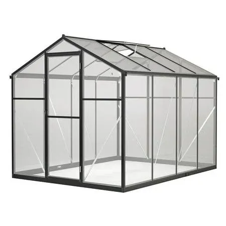 Thanaddo Polycarbonate Greenhouse 6'x8' Upgraded Heavy Duty Aluminum Walk-In Green House for Outdoor Garden with Base,Adjustment Roof Vent,Hinged