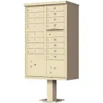 16 Door Sandstone Florence Cluster Mailbox with Pedestal - 1570-16-SD