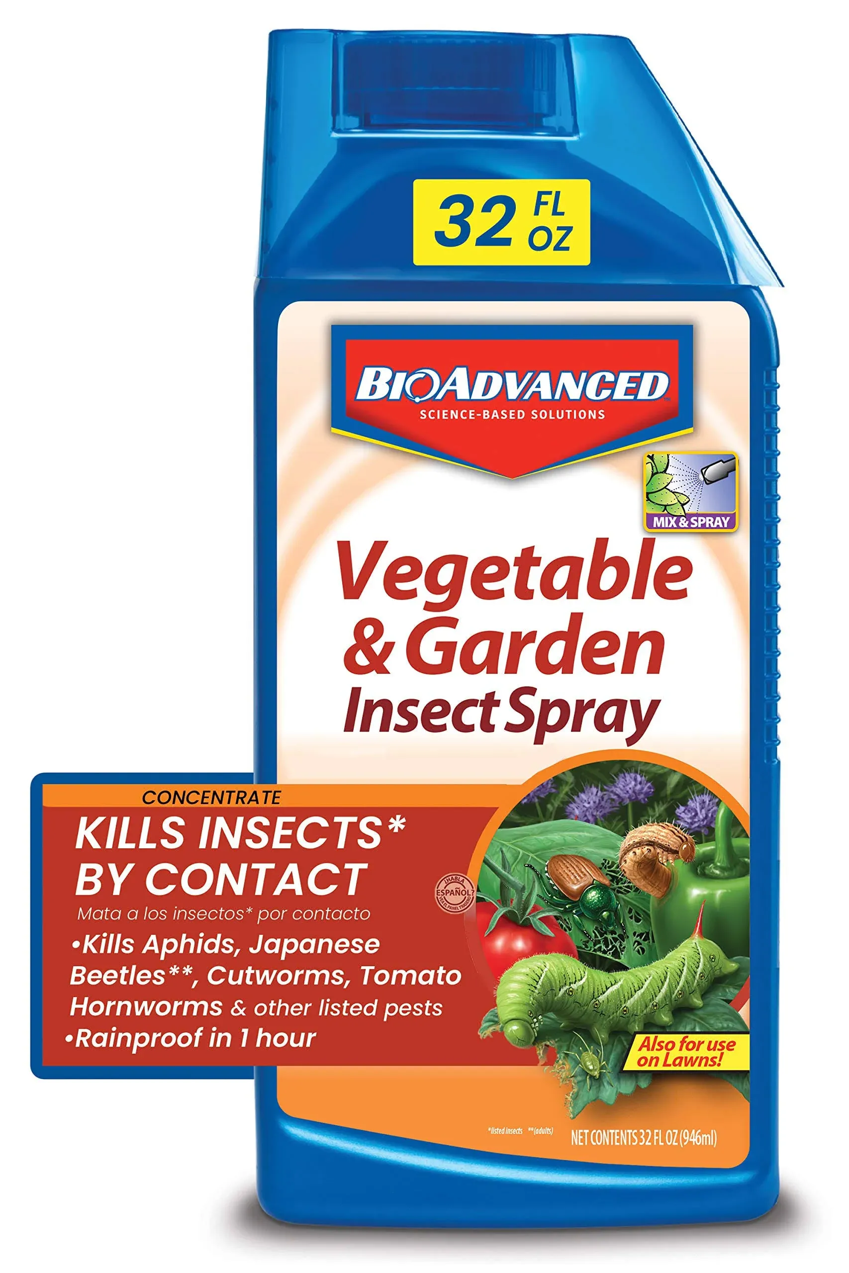 Bioadvanced 701521A Vegetable and Garden Insecticide, Liquid, Spray Application, 32 Ounce Bottle