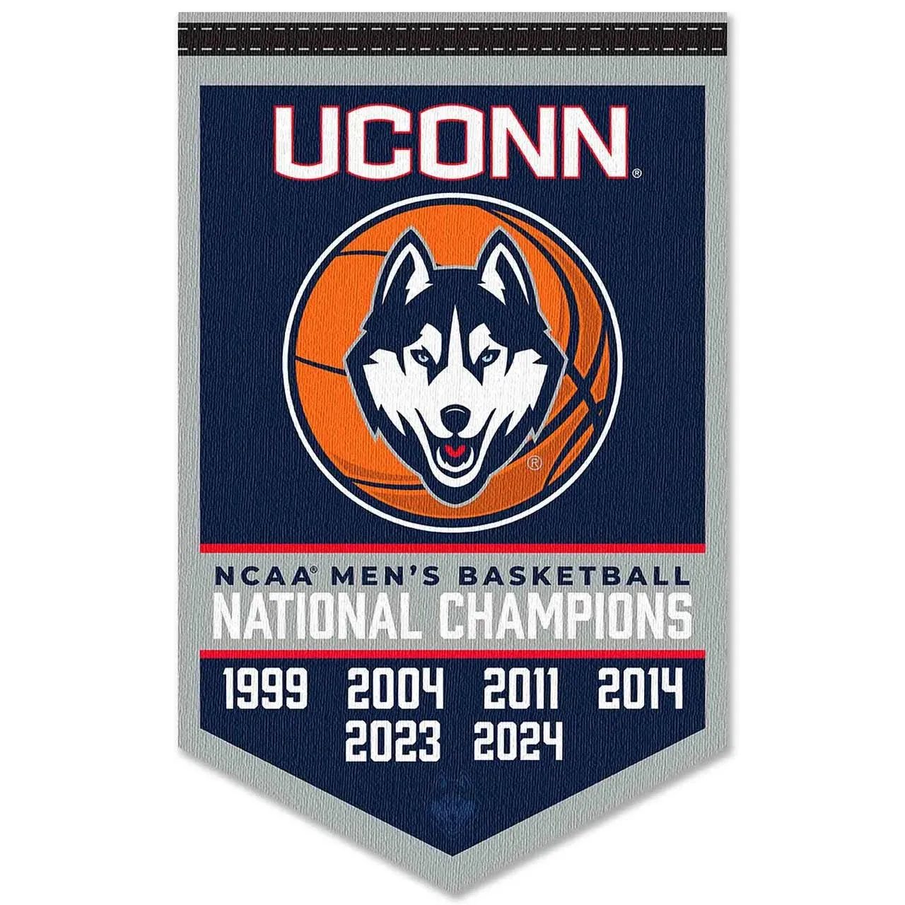 Connecticut Huskies 6 Time 6X Basketball National Champions Banner