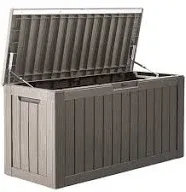 80 Gallon Resin Wood Look Outdoor Storage Deck Box with Lockable Lid