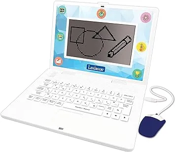 Lexibook - Bilingual and Educational Laptop English/Spanish - Toy for Children, 170 Activities to Learn Languages, Mathematics, Logic, Clock Reading, Play Games and Music, Large Screen - JC599i2