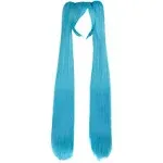 Vocaloid Miku Blue 2 Ponytails Straight Long Party Costume 120cm Cosplay Wigs