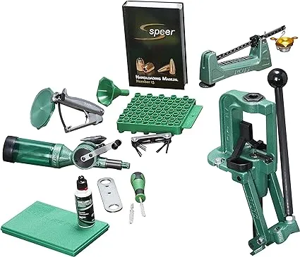 RCBS Rock Chucker Supreme Master Reloading Kit, Reloading Equipment Kit with Press, Scale, Powder Dispenser and More Green