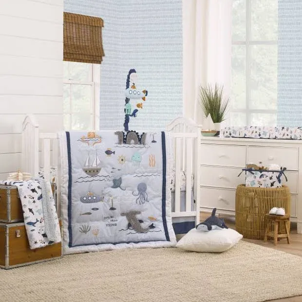 NoJo Explore Dream Discover 4 Piece Nursery Crib Bedding Set - Blue - Nature