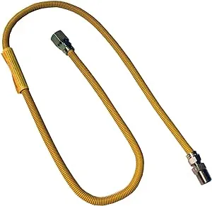 LASCO 10-1211 Flexible Coated Gas Appliance Supply Line, 48-Inch, 3/8-Inch OD Connector with 1/2-Inch MIP X 1/2-Inch FIP Fittings , Yellow