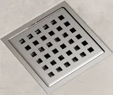 Vigo VG07004BN 4-3/8&#034; Grid Pattern Grate Shower Floor Drain, Brushed Nickel