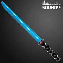 FlashingBlinkyLights Deluxe Ninja LED Light up Toy Sword with Motion Activated Clanging Sounds