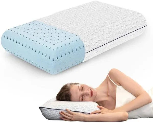 Vaverto King Size Gel Memory Foam Pillow Ventilated Orthopedic Contoured Support