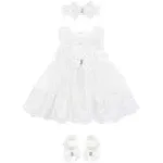 Taffy Baby Girl Christening Baptism Embroidered Dress Gown 6 Piece Deluxe Set