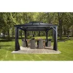 Sojag Outdoor 12&#39; x 16&#39; Mykonos Double Roof Hardtop Gazebo Outdoor Sun Shelter