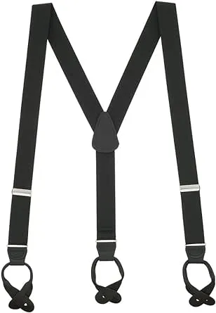 Solid Color Suspenders - 1.25-Inch Wide Elastic - Y-Back - Button - 16 Colors & 3 Sizes