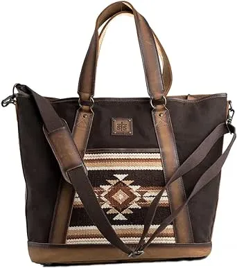 STS Ranchwear Womens Sioux Falls Carry-All Multi-Brown Aztec Leather Tote Bag