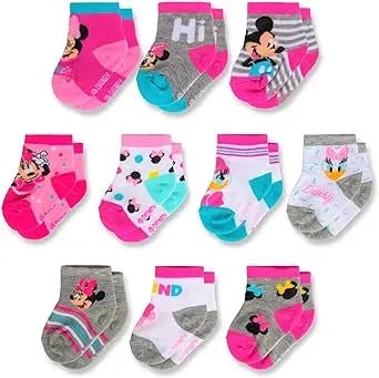 Disney Minnie Mouse 12 Pair infant Socks Set, Baby Girls Ages 0-24 Months