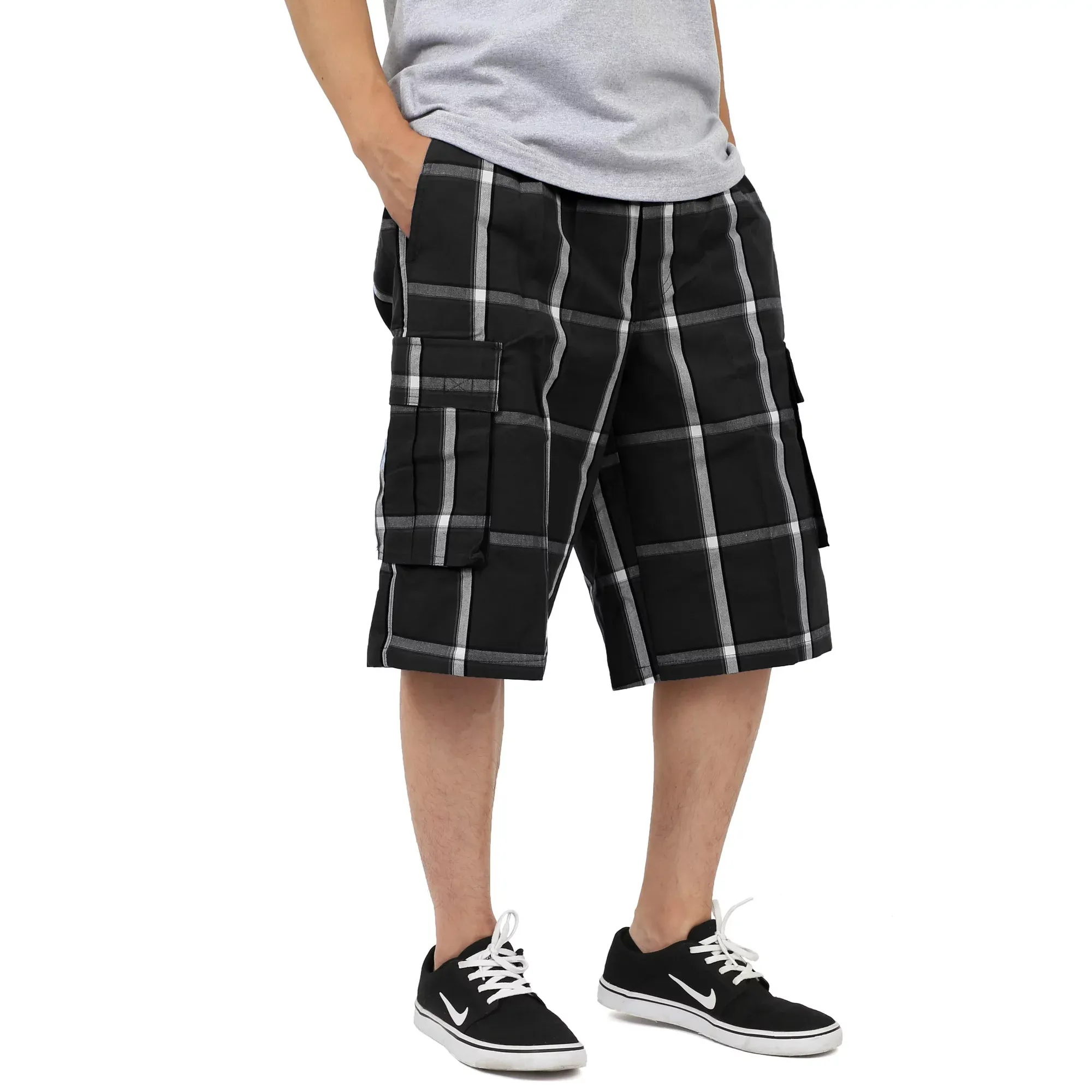 Ma Croix Mens PLAID SHORTS Cargo Pants Casual Comfort Fit S-5XL