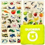 Educational Toys for 1 2 3 Years Old Girls and Boys - 6 Wooden Puzzles for Kids - Montessori Toys for 3 Yo by Quokka - Fun Animals Learning Games for