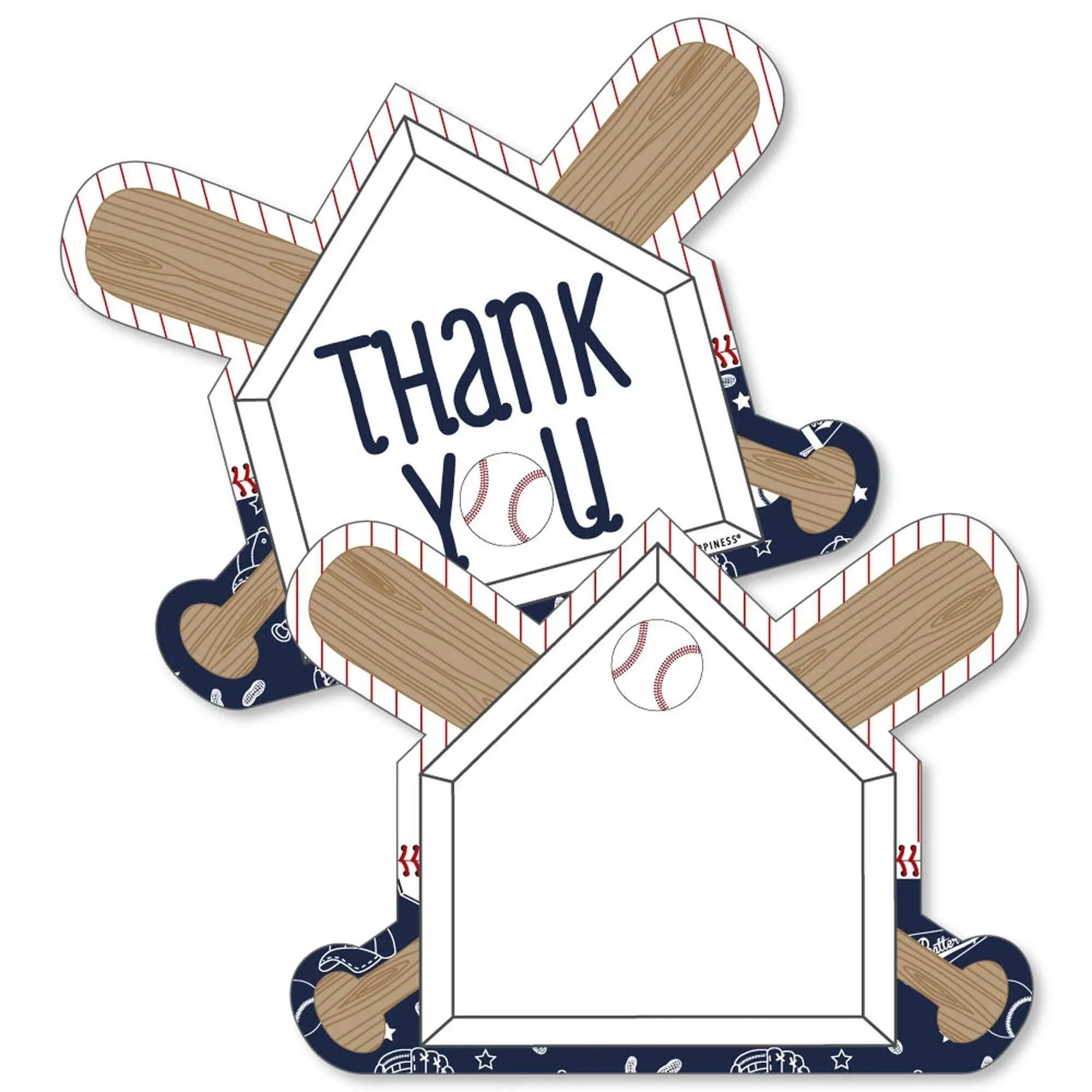 Batter Up - Baseball - Shaped Thank You Cards - Baby Shower or Birthday Party ...