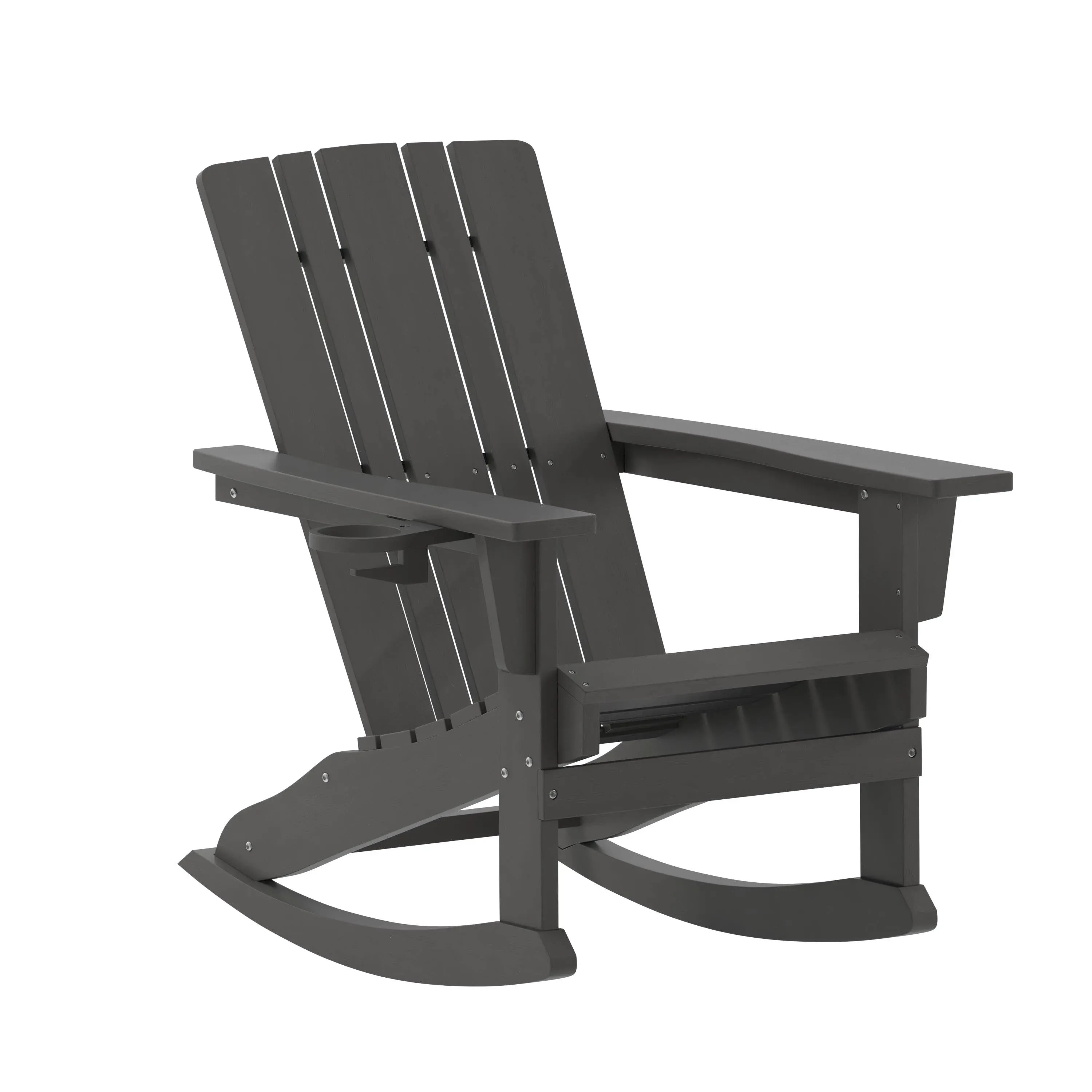 Flash Furniture Halifax Adirondack Rocking Chair with Cup Holder - Gray