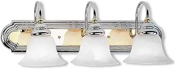 Livex Lighting 1003-52 Belmont 3-Light Bath Light, Chrome and Polished Brass