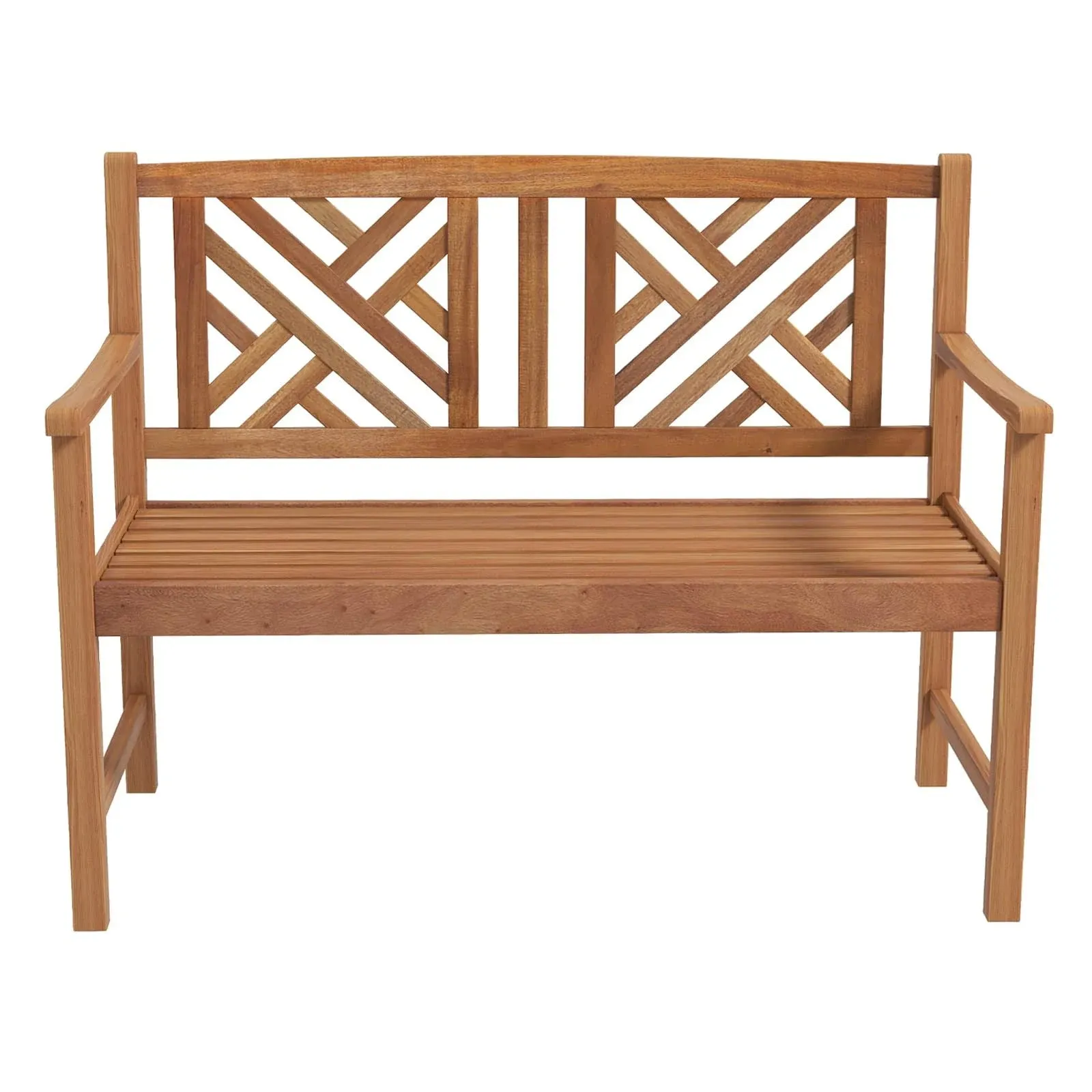 Giantex Outdoor Wooden Garden Bench - 2-Person Acacia Wood Loveseat with Armrests, Backrest, 800lbs Capacity, Patio Park Bench for Backyard, Front Porch Bench (Non-Foldable)