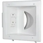 DataComm Recessed Bulk Cable Wall Plate w/ Angled Power