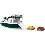 Wonder Wheels by Battat - Ferry Floating Boat Bath Toys 100% Recyclable, Toy Boat with Cars for Toddlers, Red/White, 1 Year + (3 pcs)