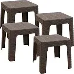 Sunnydaze Patio Side Table - Set of 4 - 18-inch Square - Brown