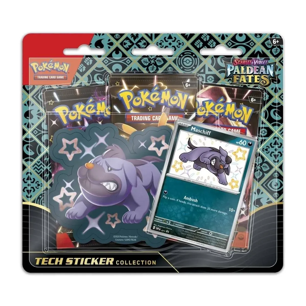 Pokemon TCG: Scarlet & Violet 4.5 Paldean Fates Tech Sticker Box -Fidough/Greavard/Maschiff Assortment