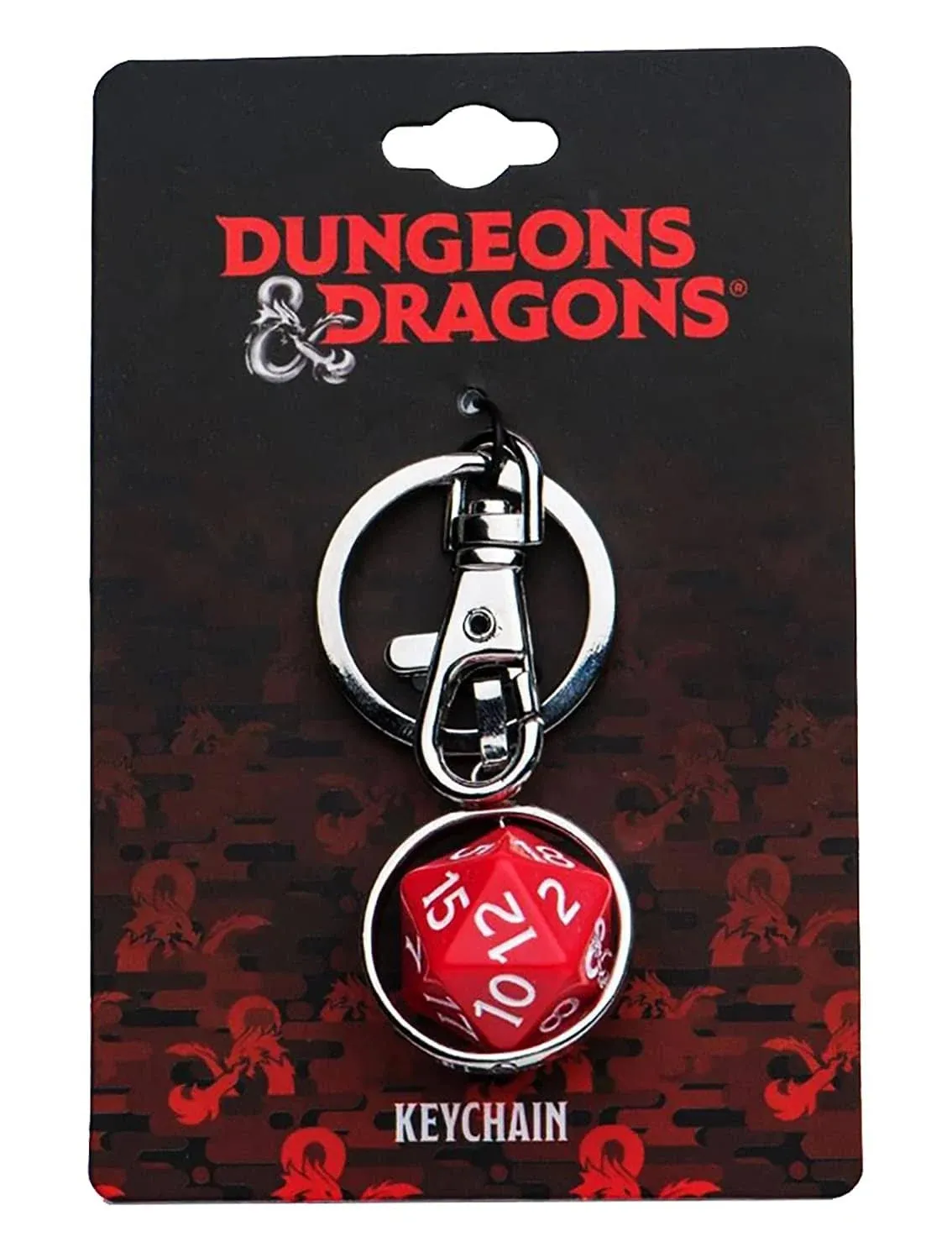 SalesOne Dungeons & Dragons Spinning 20-Sided Dice Metal Keychain