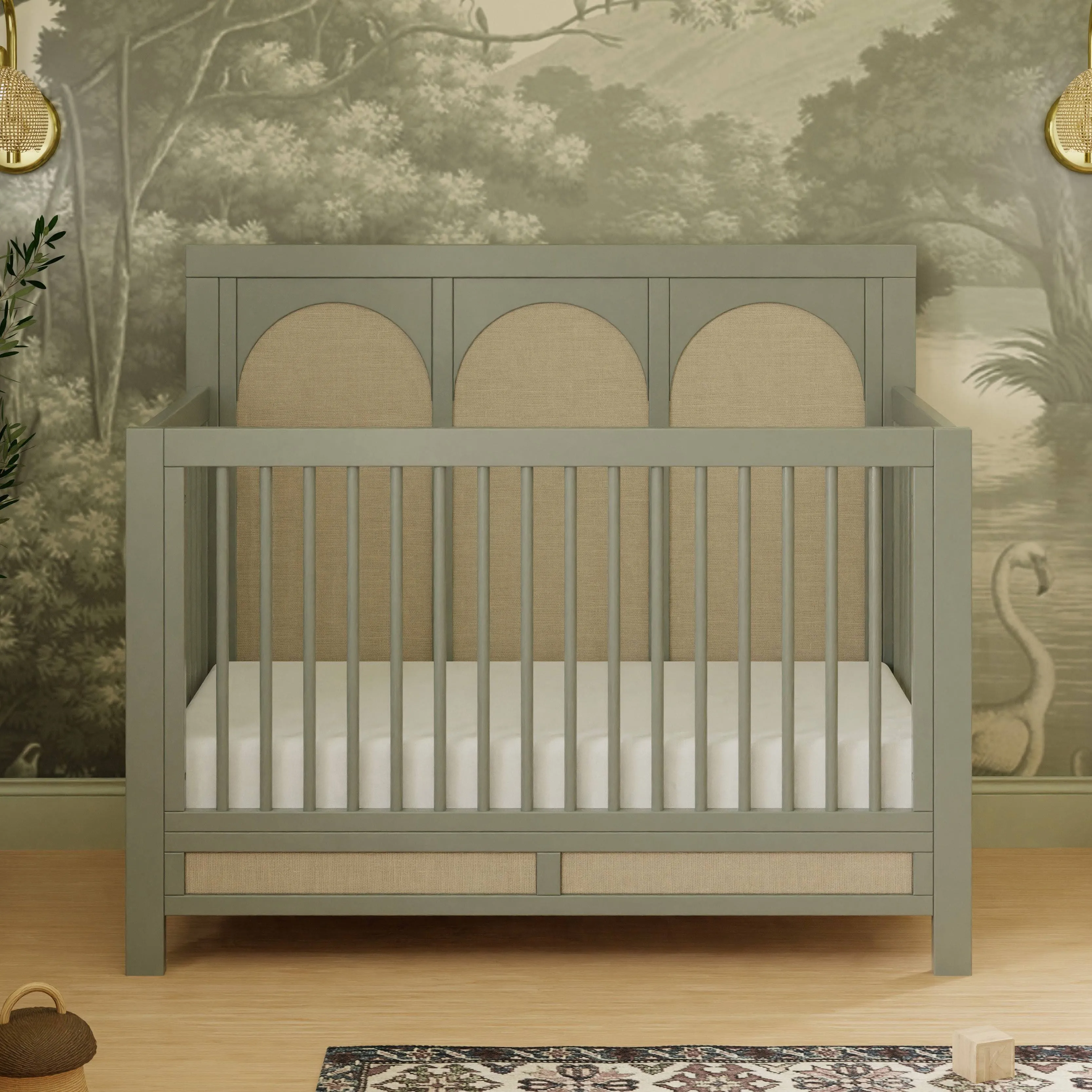 Namesake Eloise 4 in 1 Convertible Crib French Sage and Performance Sand Eco-Weave